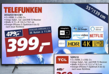 Telefunken D55U551N1CW1 55-Zoll Ultra-HD Fernseher