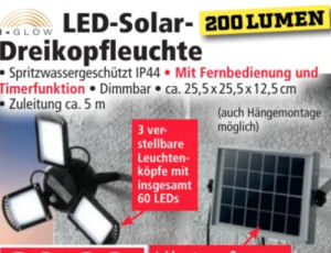 i-Glow LED-Solar-Dreikopfleuchte